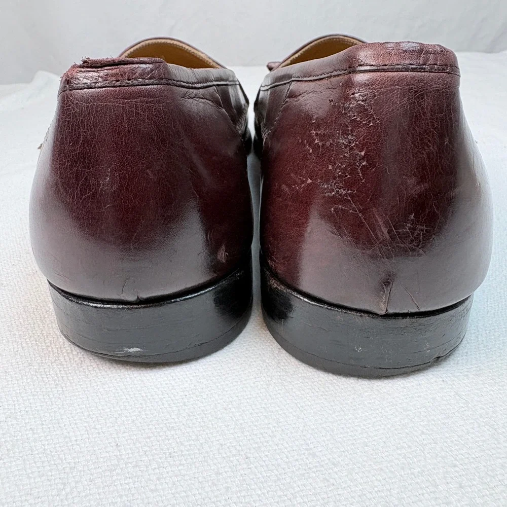 Vtg Paolo De Marco Mens 10.5 Oxblood Leather Hand Laced Tassel Loafers  Luxury